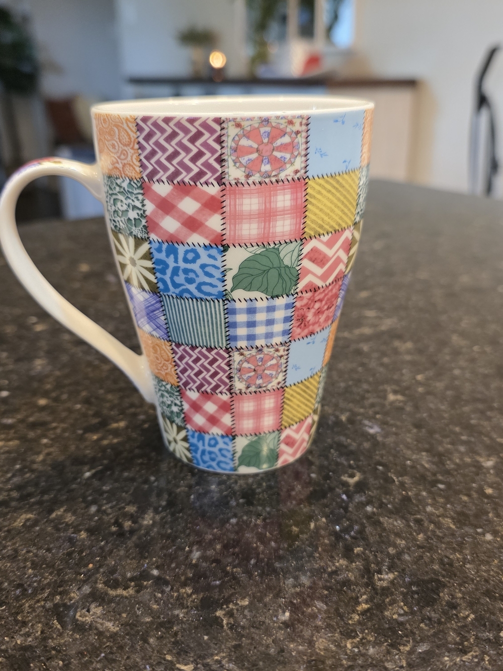 Patchwork Pattern Ceramic Coffee Mug - Multicolor - Picture 7 of 9